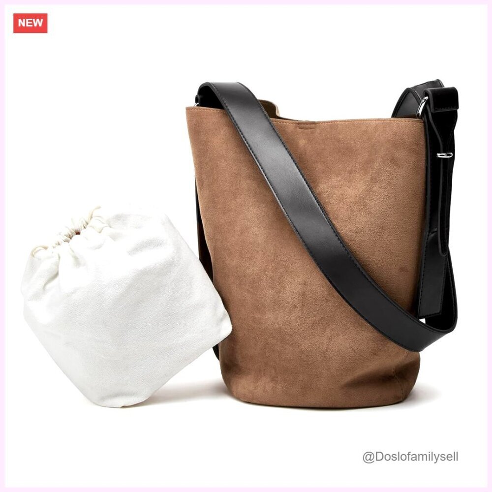 Vegan Leather Suede Hobo Bucket Tote Designer Handbag Y2K Casual Chic
